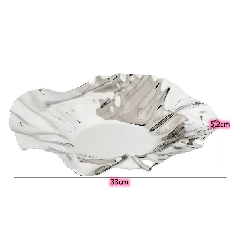 Luxury Stainless Steel Pleated Art Storage Tray, Irregular Petal Fruit Tray for Home Use, Aromatherapy, Jewelry Storage Tray 6