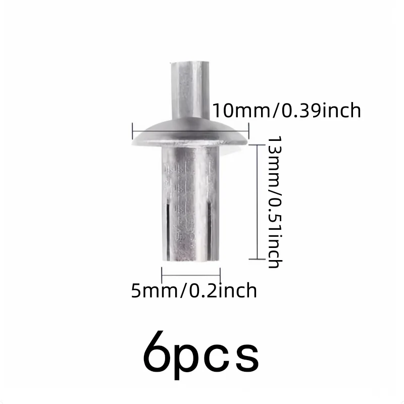 6 pcs 5*13mm Blind Hammer Rivets, No Special Tools Required, suitable for Home Repair Fixing, Hammer Strike Installation