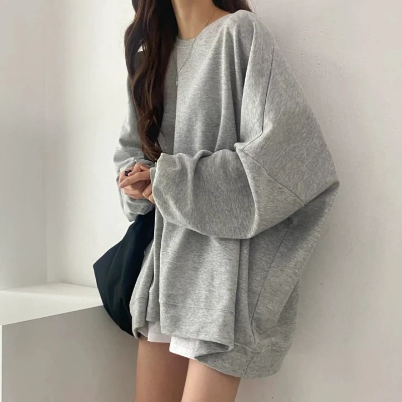 Oansatz Faul Stil Einfachheit Lose Hoodies Sweatshirts Frühling Herbst Langarm High Street Tops Mode Lässig Frauen Kleidung