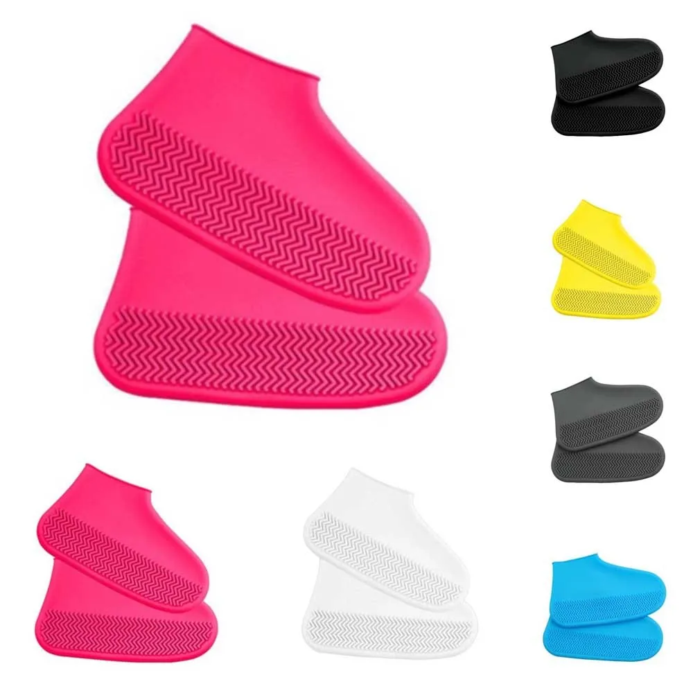 

1 Pair Waterproof Silicone Shoe Cover Recyclable Boot Cover Protector Elastic Non-slip Textured Sole For Outdoor Rainy