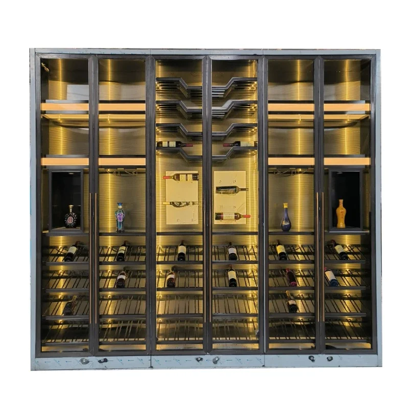 Wine Cellar Stainless Steel Thermostatic Wine Cabinet Restaurant Wine Rack Liquor Decoration Display Cabinet Customization