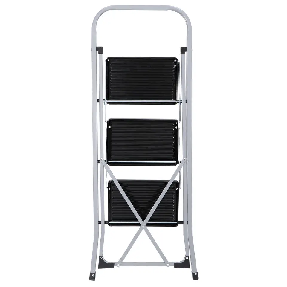 Folding Step Stool com Pega e Pedal Largo, 3 Step Ladder, Home Indoor