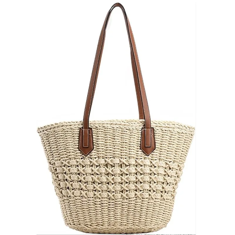 New Women's Straw Shoulder Bag Large Rattan Crochet Woven Totes Summer Travel Beach Handbag Hollow Handmade Top Handle Purse - view 4
