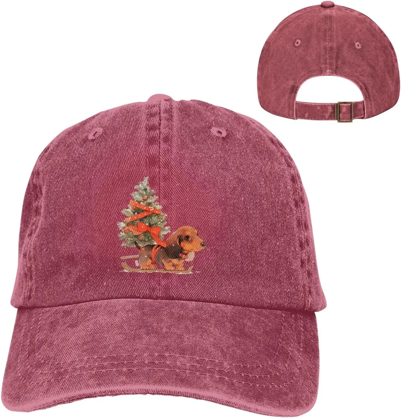 Dachshund شجرة عيد الميلاد مزلقة الكلب أبي قبعة المتعثرة القطن قابل للتعديل قبعة بيسبول عادية #3