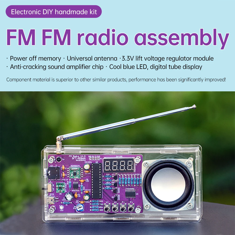 DIY FM Radio Electronic Kit Adjustable Frequency 87-108MHz DIY Soldering Project Practice Electronic Kit Solder Assembly