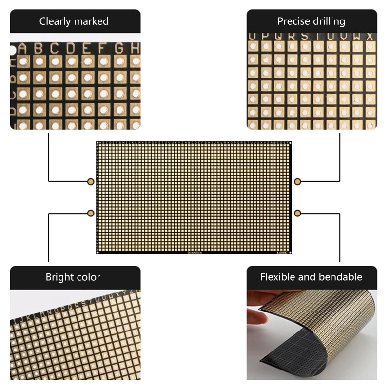 Flexible Double Side PCB FR4 6x8cm 0.4mm Universal Board with Holes Board 2.54 Pitch PrototypesMatrixs Print Paper Board