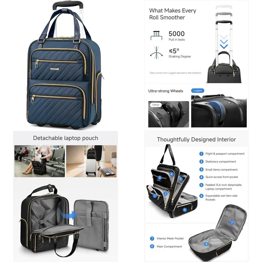 Equipaje de mano ligero y suave para debajo del asiento, maleta para artículos personales para viajes, elegante y compacta