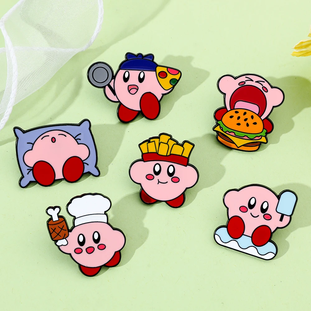 Japan Game Kirby Anime Pins for Backpacks Badges on Manga Enamel Pins for Jacket Backpack Jewelry Accessory Cute Gift