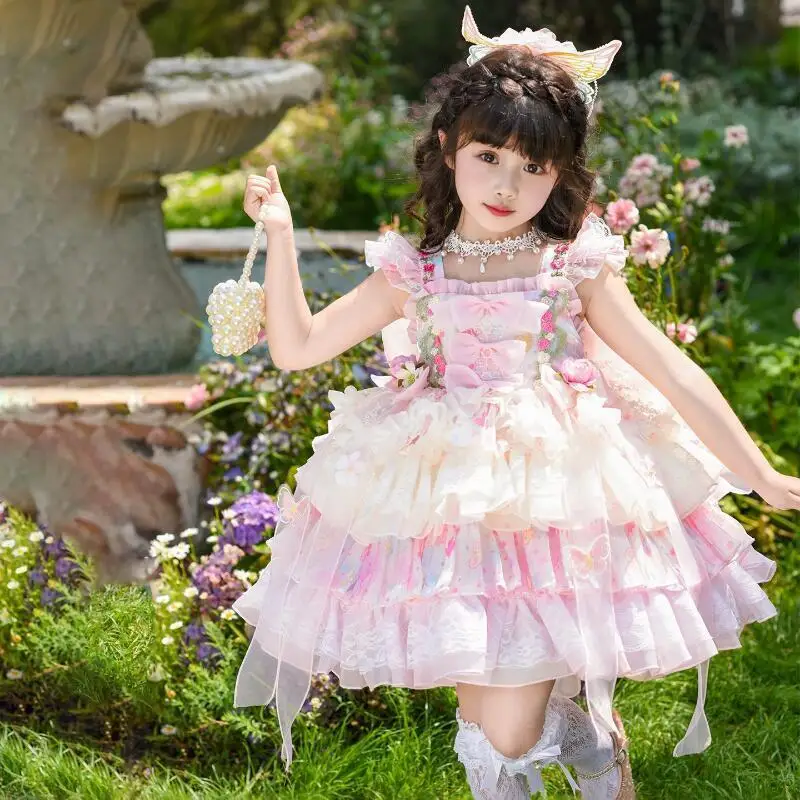 Girls' Lolita Dress Girl's Sweet Princess Dress Children's Summer New Tutu Skirt Children's Spring Autumn Bottoming Soft T-Shirt