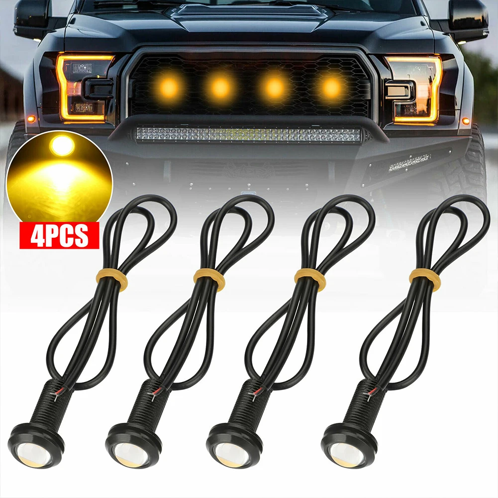 

4 Pcs LED Amber Color Grille Marker Lights 300lm 3w Amber Color Lamp