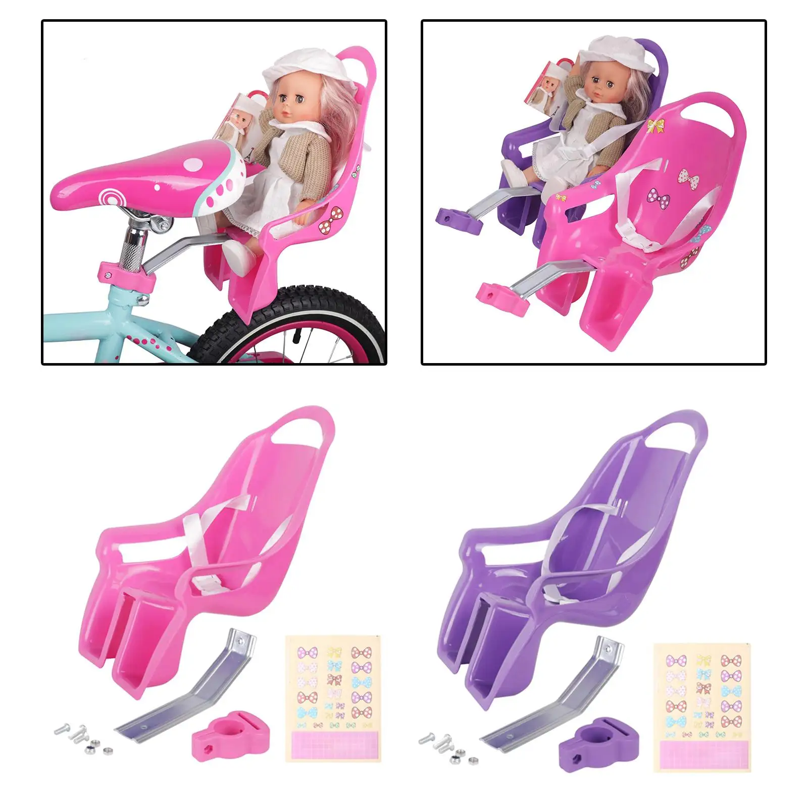 Girls Bike Doll Seat Universal Accessories with Sticker Kids Bike Decoration Doll Bike Seat Bike Accessories for Girls Kids