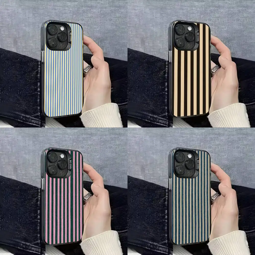 

Colorful Lines Stripe Towel Pattern Phone Case For iPhone 17,16,15,14,13,12,11,Pro,Max,Plus,E,SE4,Air,Mini Black IMD Cover