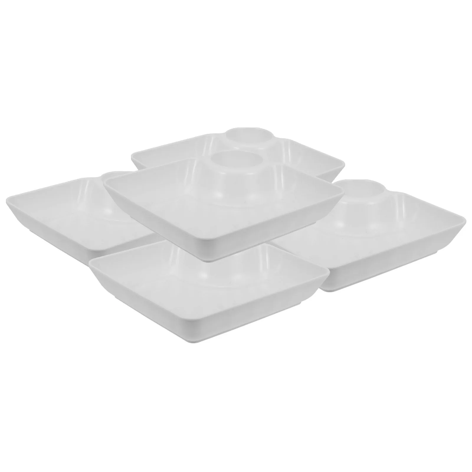

5Pcs Dumpling Plates Chip Dip Serving Platters Sauce Compartment Sushi Dessert Snack Food Serving Dish Chips and Dip Plates