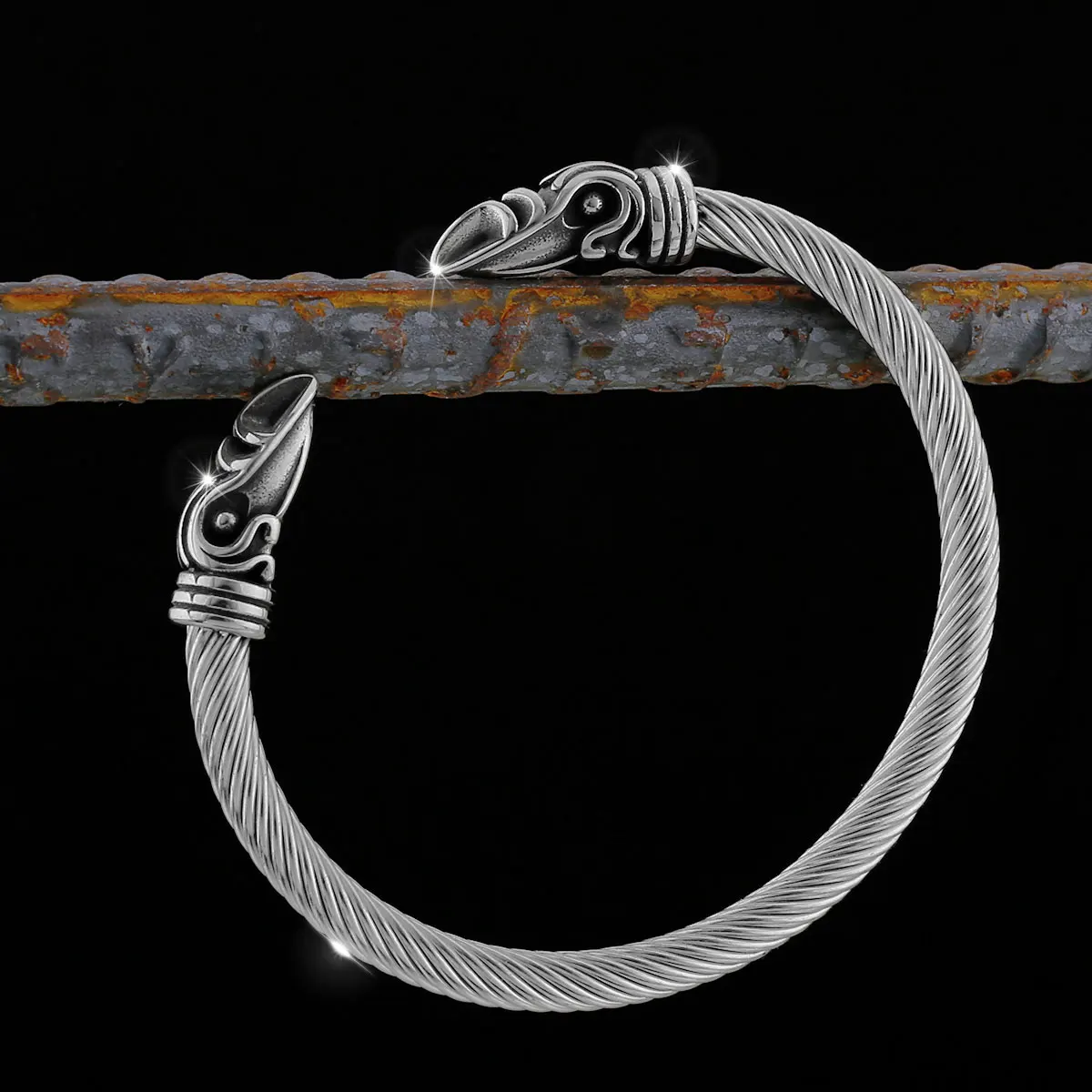 Men's Stainless Steel Retro Men's Viking Animal Bracelet Fashion Hip Hop Nordic Amulet Bracelet Odin Valknut Charm Jewelry