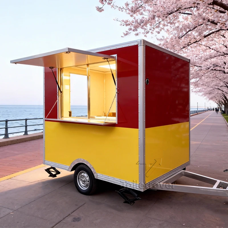 

Modern Outdoor Coffee Food Truck Waffle Crepe Dessert Pancake Donut Sweet Snack Ice Cream Food Trailer with Freezer