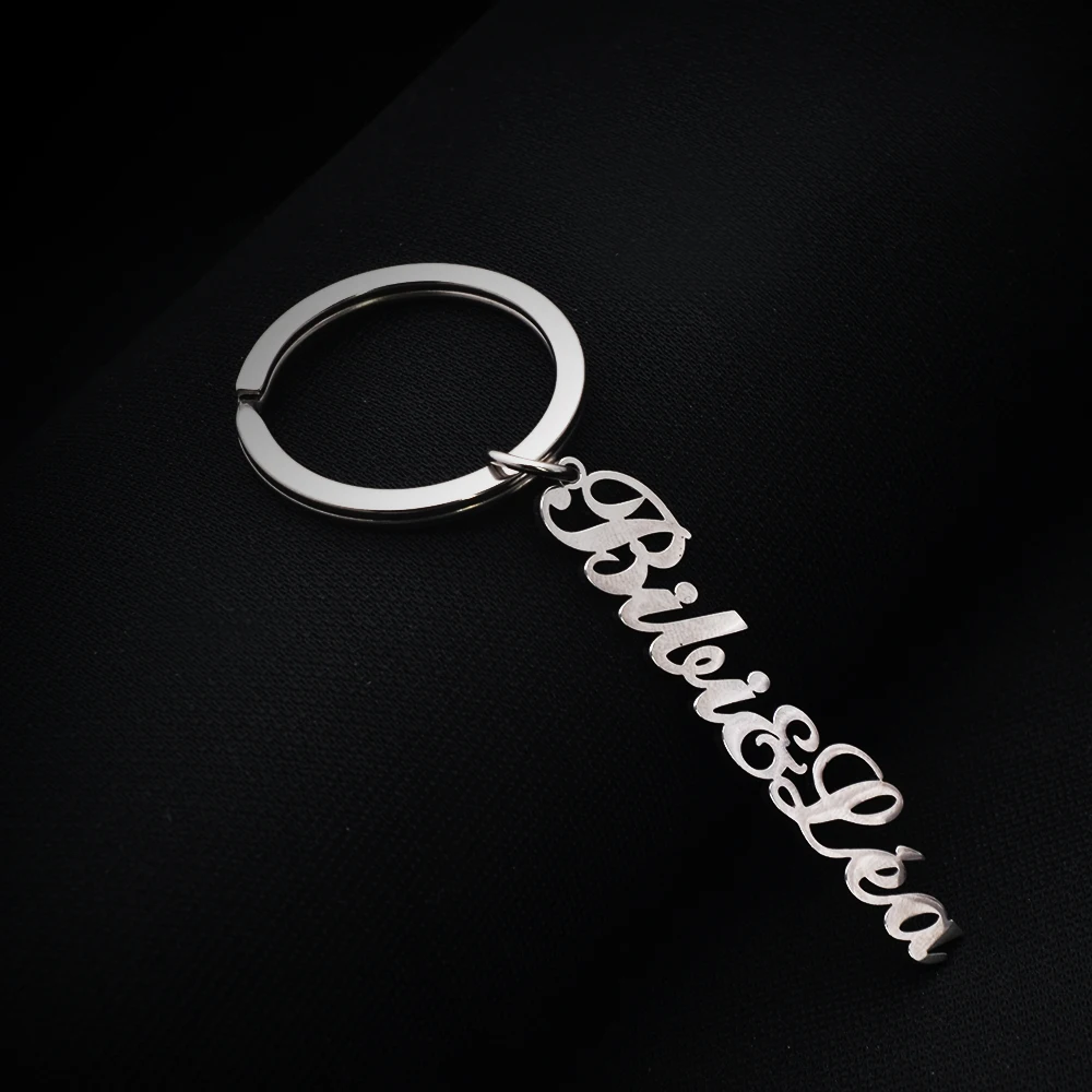 Letter Keychain Customizable Name Pendant Stainless Steel Keyring Birthday Gift for Boyfriend/Girlfriend and Children/Parents