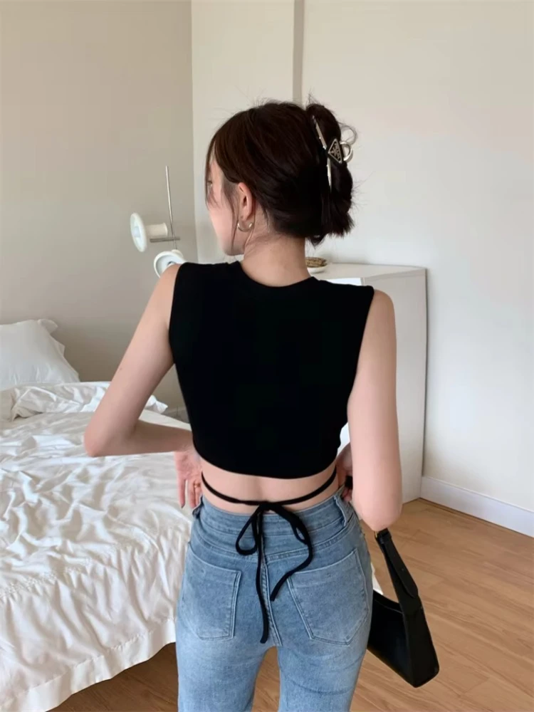 New 2025 Fashion High Street Summer Tank Tops Women Print Slim Bandage Sleeveless Crop Top Tees Female