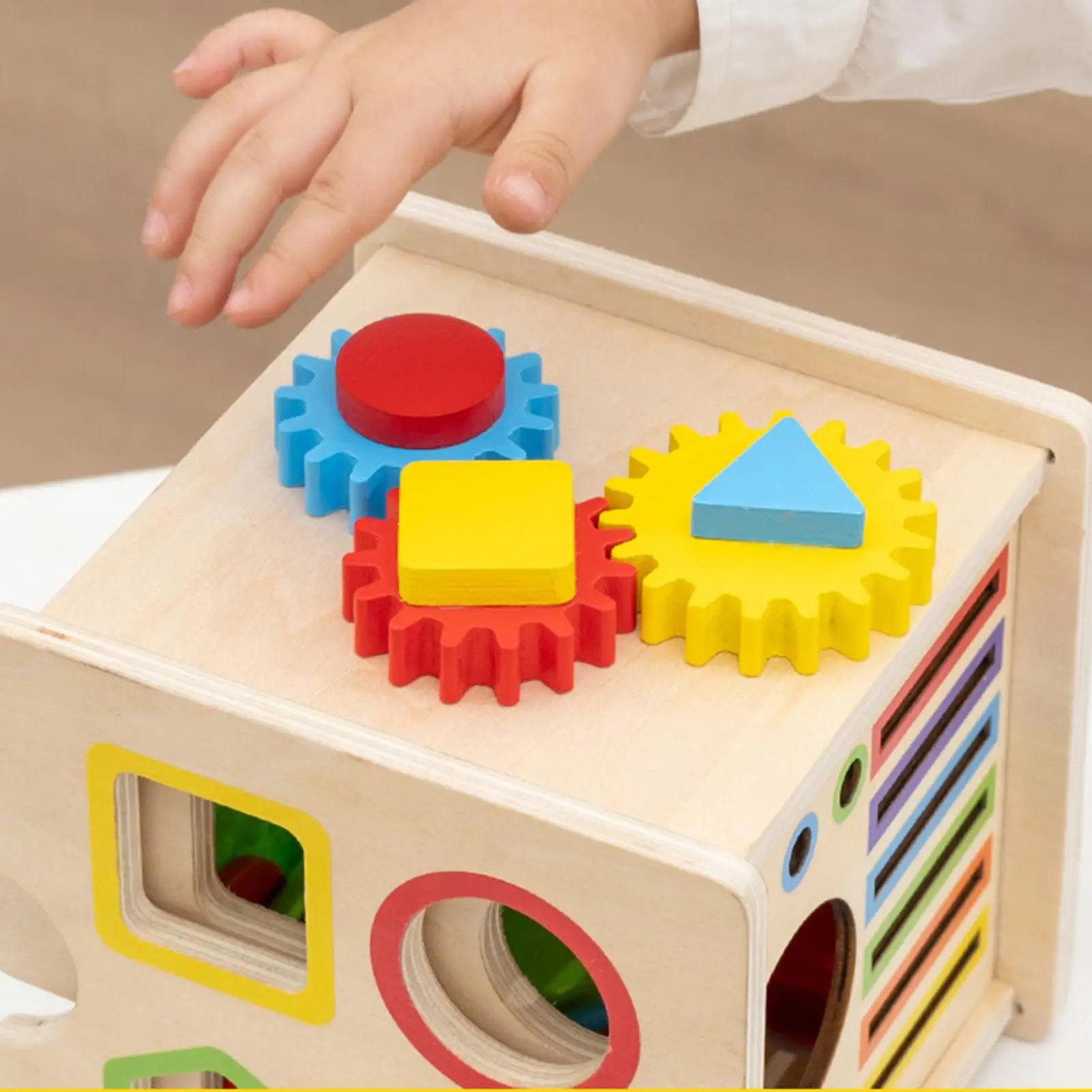 8 w 1 Zabawki edukacyjne Montessori Kostka sensoryczna Drewniane zabawki do sortowania kolorów i kształtów Zabawka edukacyjna typu fidget Skrzynia skarbów