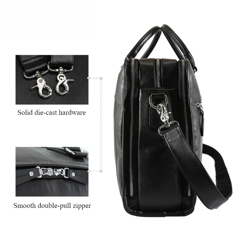 Мужской портфель из воловьей кожи, кожаная сумка, роскошная ретро 17-дюймовая сумка для ноутбука для мужчин, кожаная сумка через плечо Crazy Horse