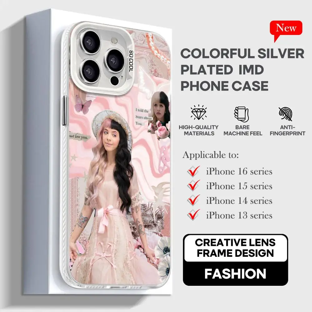 Girl Singer Melanie Martinez Phone Case White IMD Colorful Case Silver Suitable for iPhone 16 15 14 13 12 11 XS Pro Max