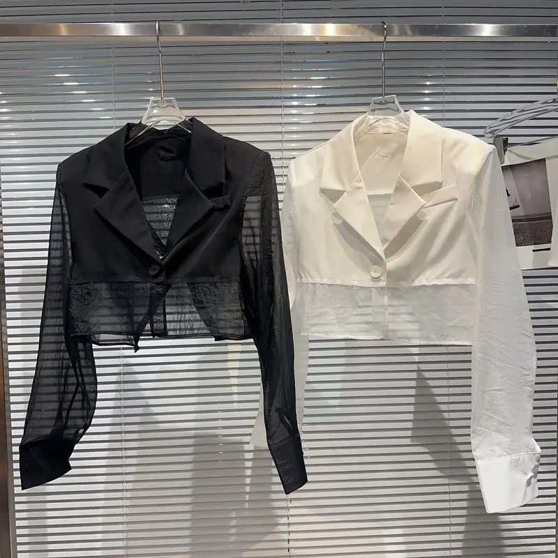 

Casual Sle Women's ort Suit Jaet Summer 2023 Korean Version Flip Collar Design Sunscreen Top Faionable And Unique