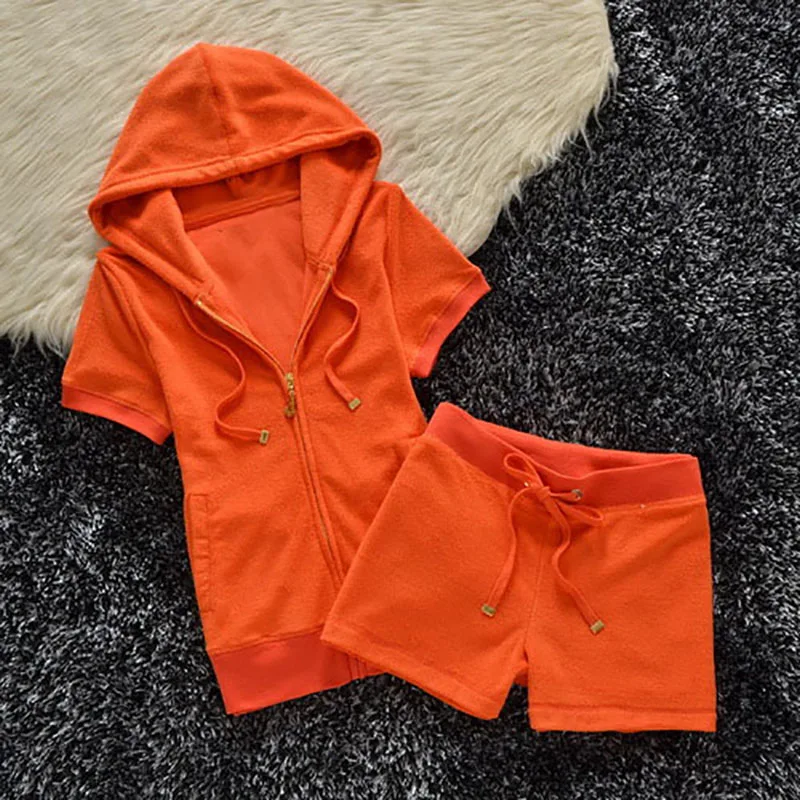 Y2K Brand Summer Fashion Slim Velvet Casual Tracksuits Fashion Summer Women's Shorts 2-piece Tracksuit Set