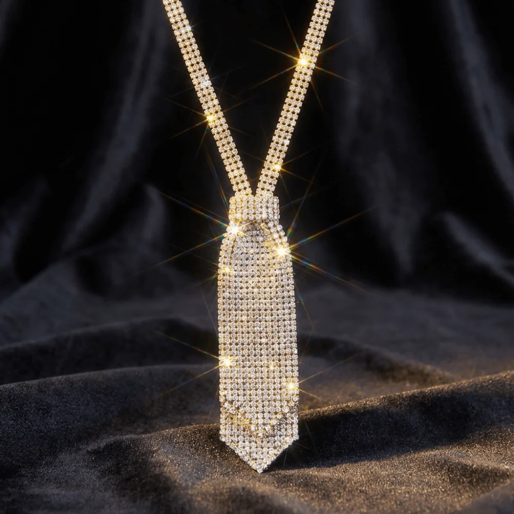 

Двухслойный галстук с блестящими стразами, предварительно завязанный галстук-бабочка, черный галстук с лентой, роскошные ювелирные аксессуары, галстук на шею с кристаллами и бриллиантами