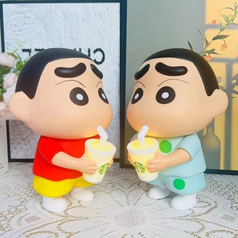 Milk Tea Crayon Shin chan Handmade Creative Ornament Desktop Home Bedroom Decoration Doll Luminous Night Light Gift