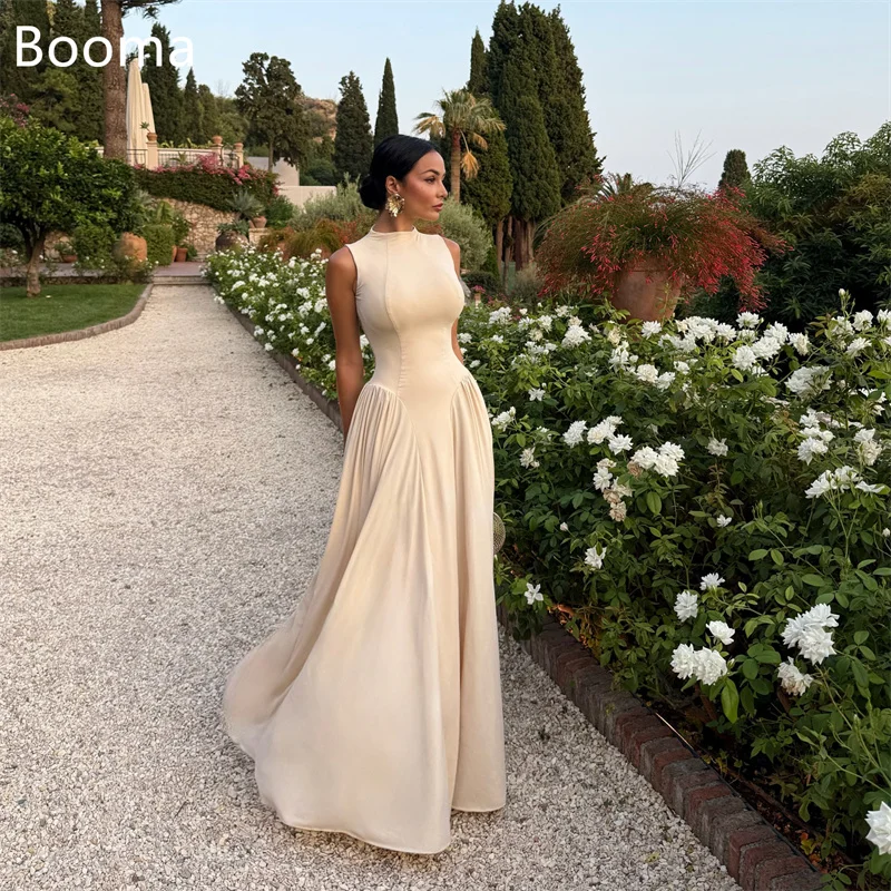 

Booma A-Line Long O-Neck Simple Sleeveless Prom Dresses Formal Gowns for Women Satin Evening Dress Customized 2025