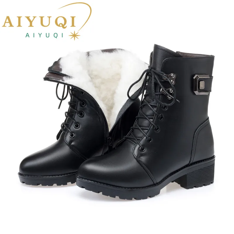 AIYUQI Ankle Boots Women Winter New 2024 Wool Warm Non-slip Ladies\' Boots Large Size 41 42 43 Winter Snow Boots