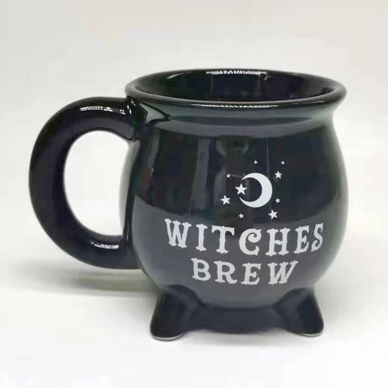 Ceramic Midnight Witch Cauldron Mug Halloween Coffee Mug Boiler Mug Novelty Milk Tea Drinking Cup Festival Decoration Gift