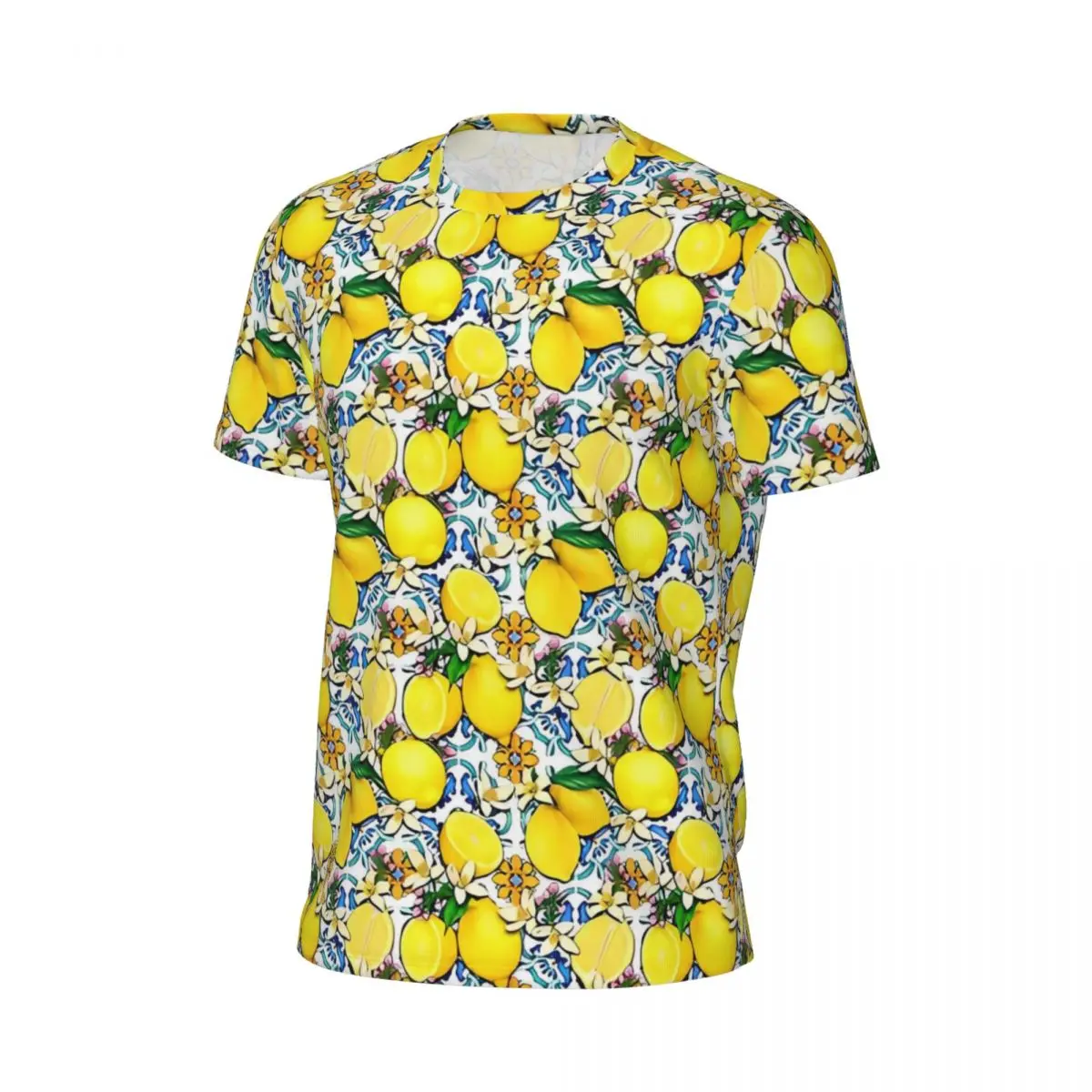 Fruit Print Gym T Shirt Retro lemon Print Trending T Shirts Man Aesthetic Tshirt Beach Short Sleeve Design Clothing