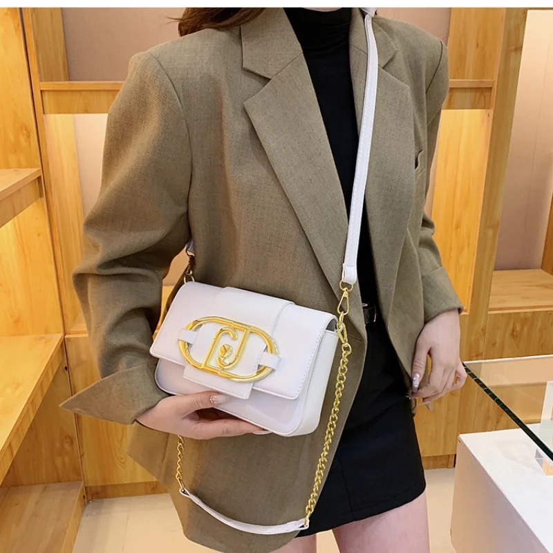 New Candy Color Women\'s Handbags Metal Buckle Flap Square Shoulder Bag Fashion 2024 Summer Crossbody Bag Casual Commuting Bag