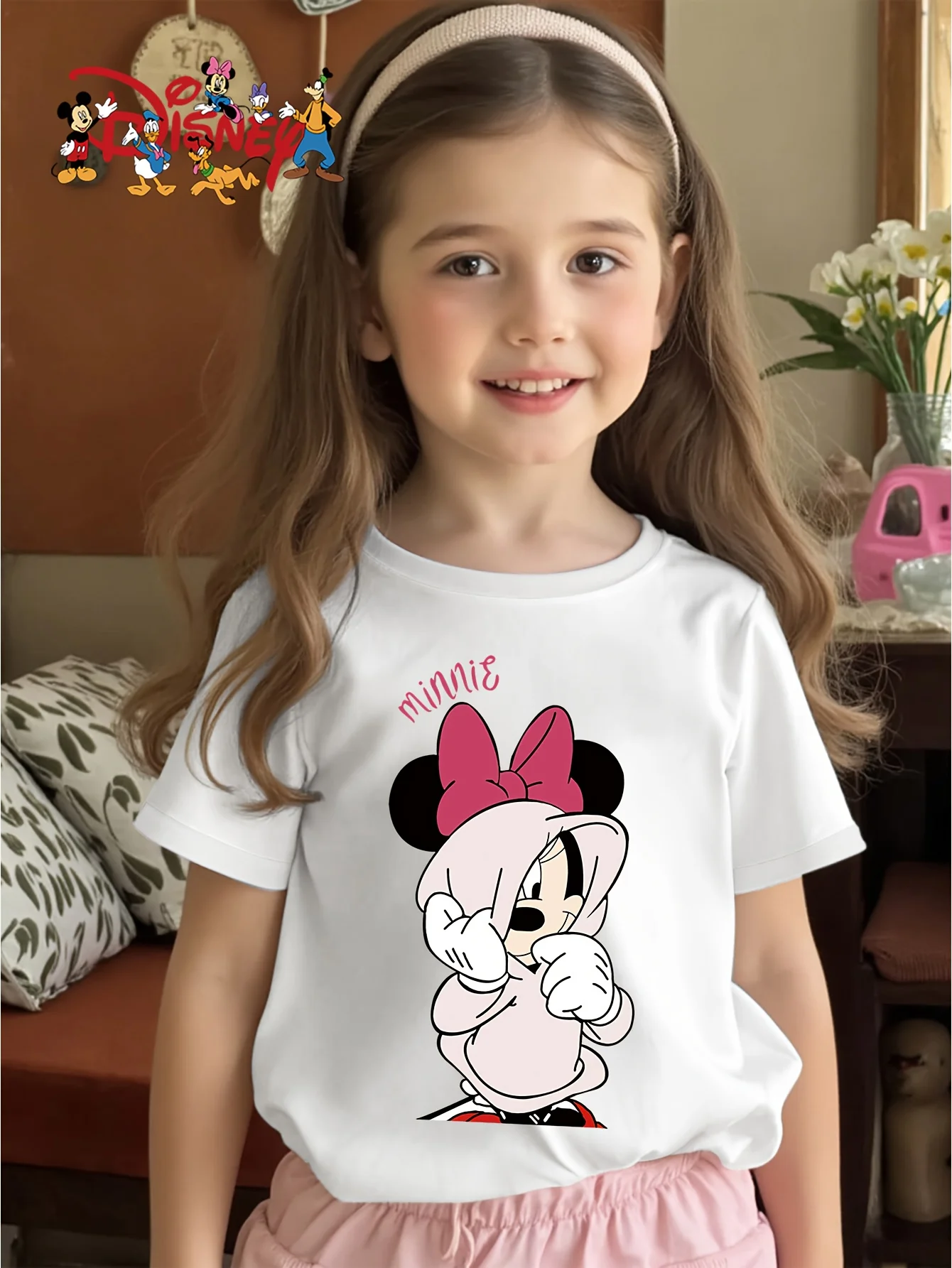 

2025 New Disney Printed Children's Street Fashion Trend Short Sleeve Pure Cotton Round Neck T-shirt