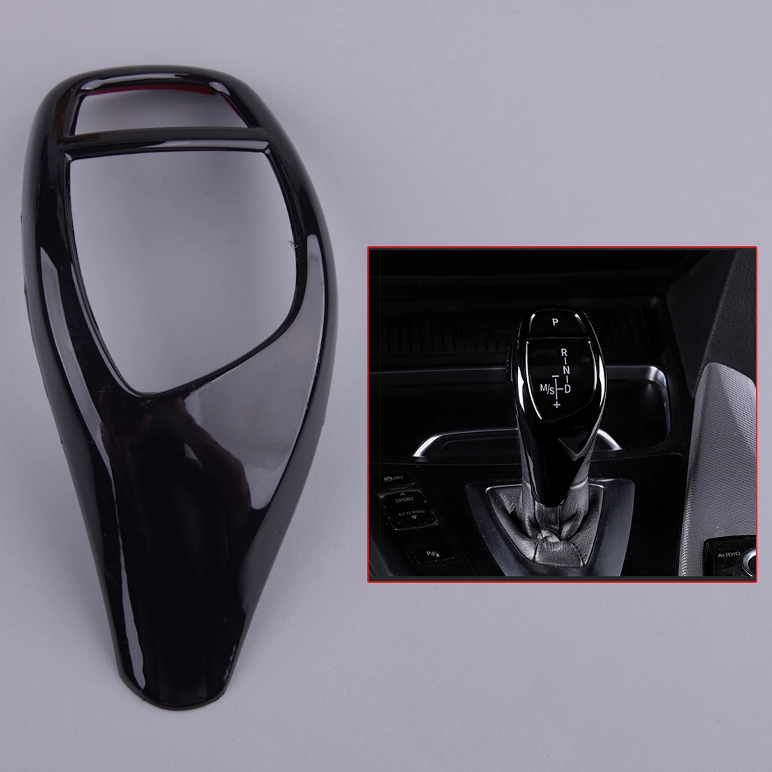 Gear Shift Knob Panel Cover Trim Frame Gloss Fit for BMW 1 2 3 4 5 7 Series X3 X4 F20 F21 F22 F23 F30 F32 F10 F25 F26 Black ABS