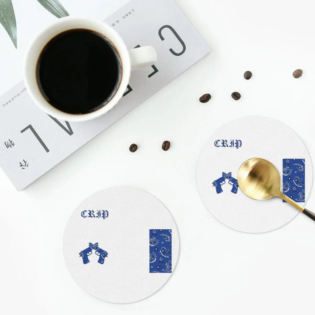Crip Official Bagpack Coasters PVC Leather Placemats Waterproof Coffee Mats for Home Kitchen Dining Pads Set of 6