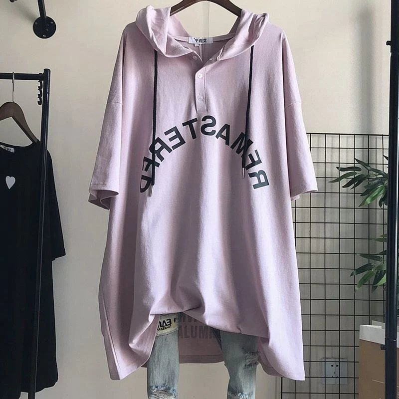 

plus Size Loose Fit Summer T-irt Dr Mid-Length ort Sve Cover-Up Korean Sle Casual Comfortable plus Size Dr