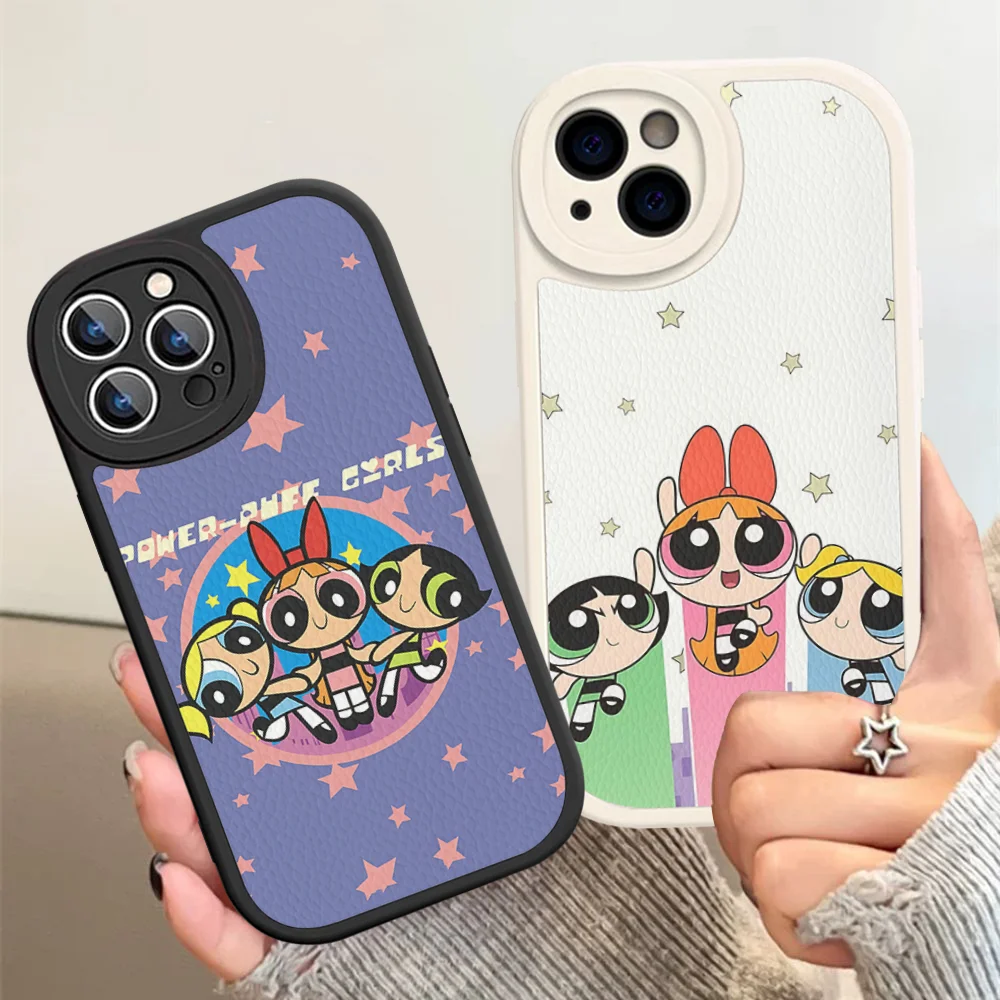 

The P-Powerpuff Girls Phone Case Hard Leather For IPhone 16 15 14 13 12 Mini 11 14 Pro Max Xs X Xr 7 8 Plus Fundas