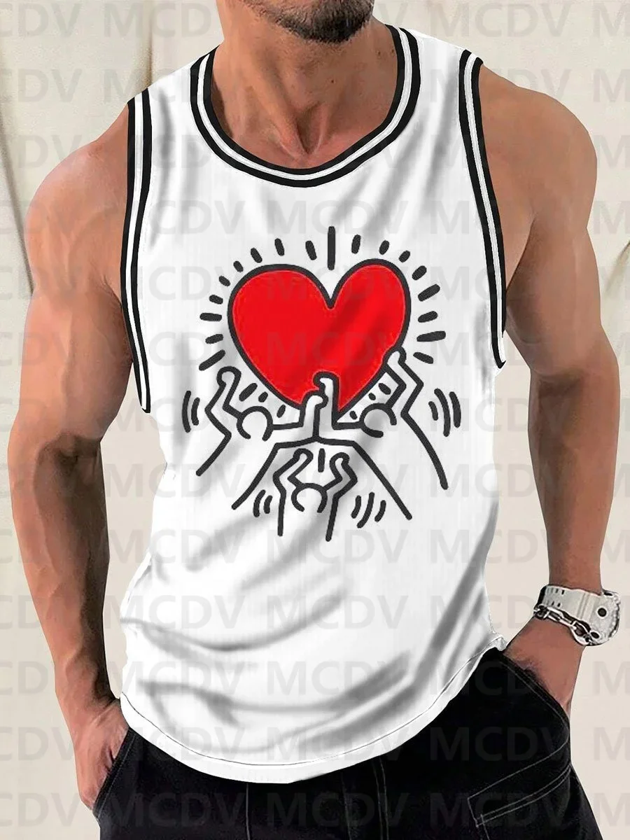 Two Men In Love Printed Casual Round Neck Tank Top 3D Printed Tank Tops Men Summer Tops