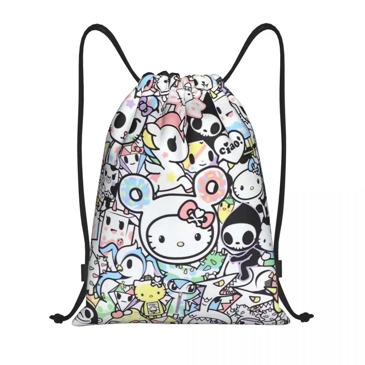 

Sanrio Hello Kitty Melody Kuromi Drawstring Back Pack Bag Travel Storage Package Teenagers Beach Tote Bag School Sport Shoe Bag