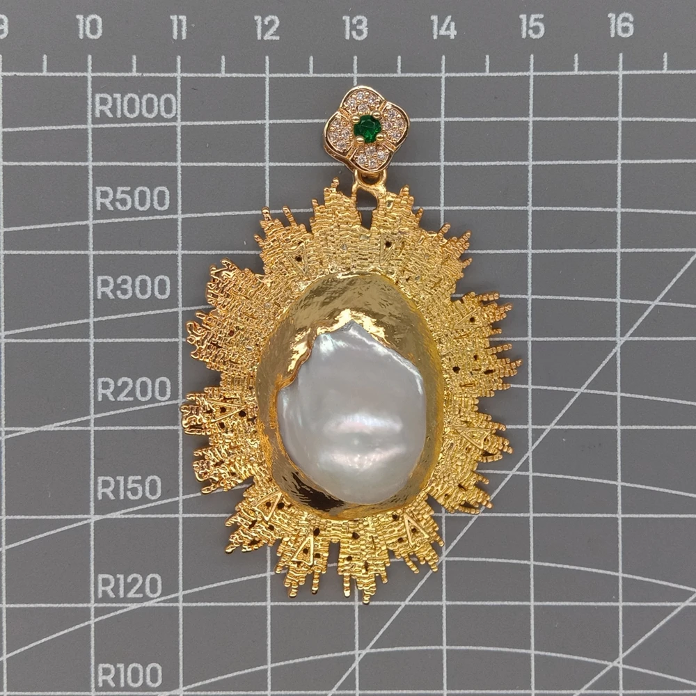 1 PC Freshwater Cultured White Keshi Pearl Gold Plated Pendant For Necklace Lady Jewelry