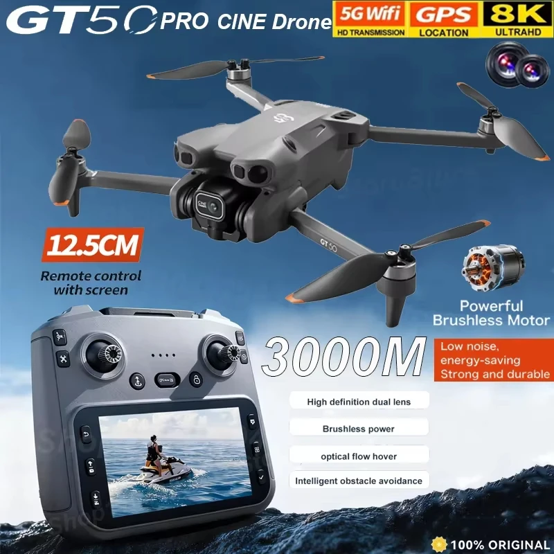 

НОВЫЙ GT50 PRO RC Дрон 8K HD Двойные камеры Wi-Fi GPS 20 минут Полет Аэрофотосъемка Квадрокоптер Пульт дистанционного управления БПЛА Игрушки для мальчиков Подарки