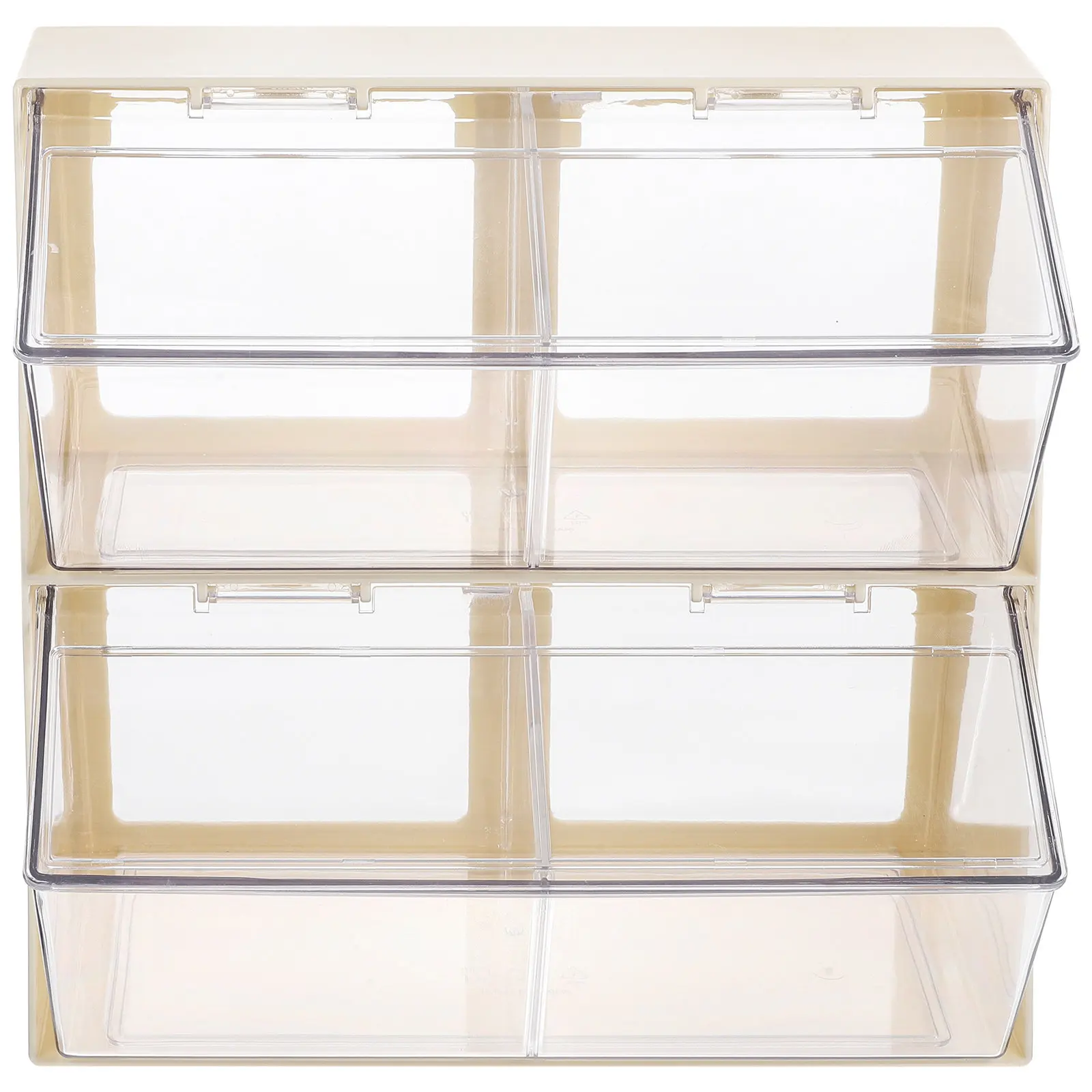 

Double-Layer Tea Bag Storage Rack Transparent Acrylic Organizer for Tea Bags Coffee Capsules Sugar Snacks 4-Compartment Desktop