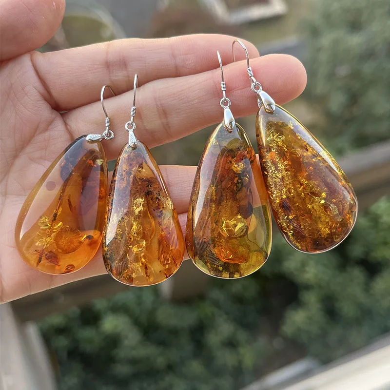 Floral Amber Earrings for Women 925 Sterling Silver Gorgeous Dangling Stud Earrings Baltic 2025 New Unique Amber Jewelry Factory