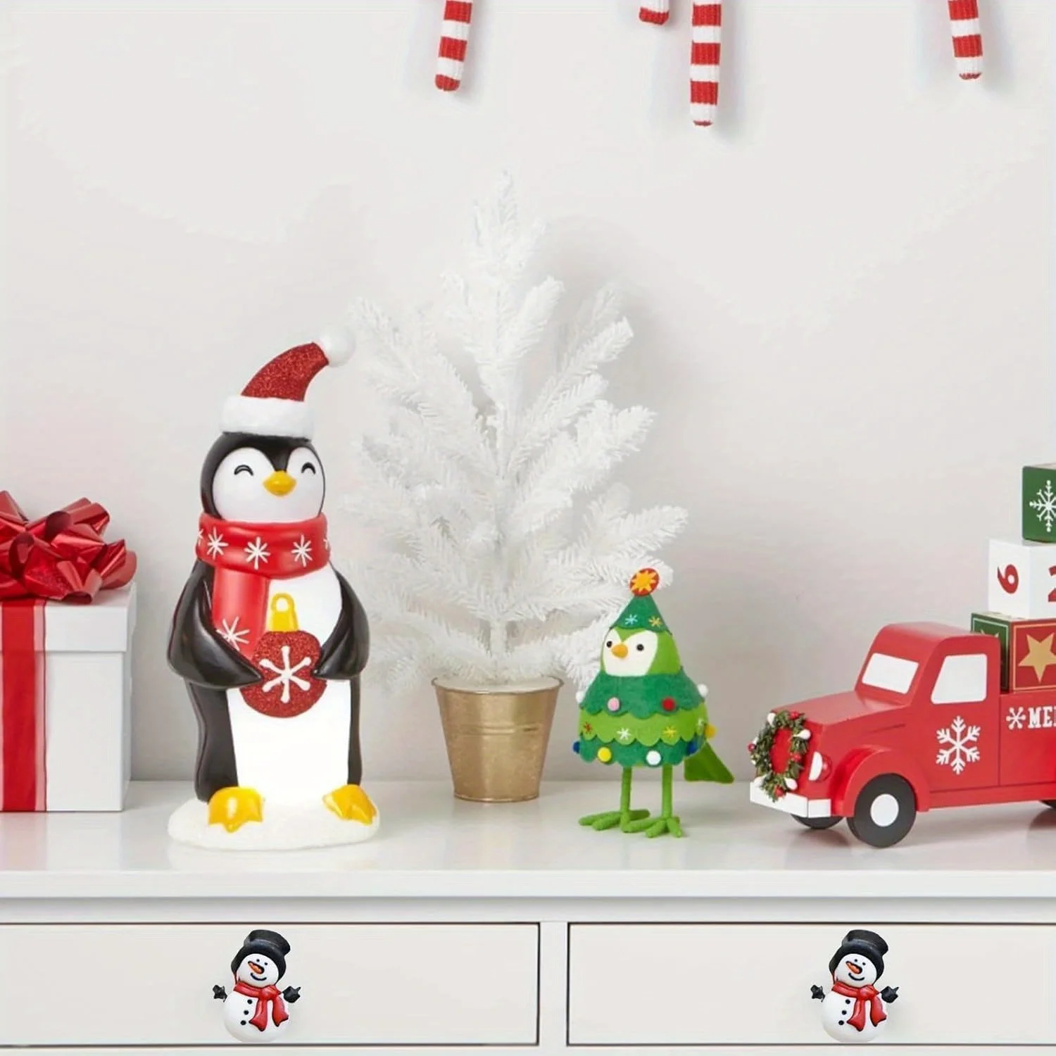 2 uds cubiertas de perilla de gabinete de Navidad-2024 nuevas cubiertas de perilla de gabinete de muñeco de nieve de silicona de Navidad para