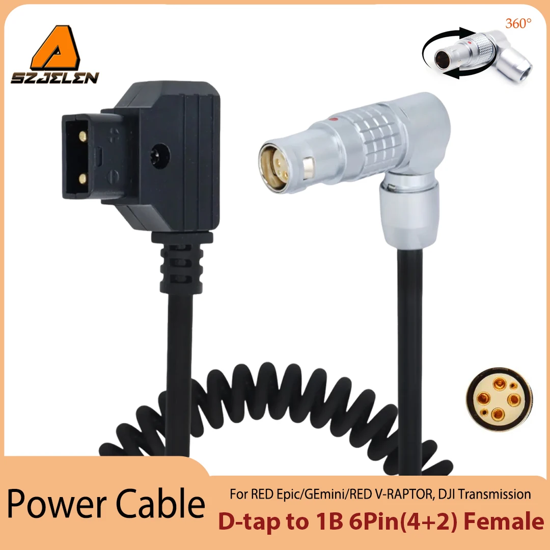 D-Tap To 1B 6Pin Female Power Cable Connector For RED Epic/GEmini/RED V-RAPTOR/DJI Transmission Power Cord