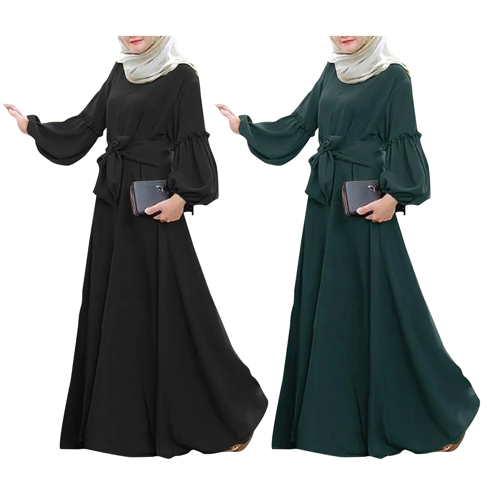 라마단 이드 이슬람 Abaya 두바이 Abayas 여성용 Kaftan 겸손한 드레스 이슬람 Marocain Femme 긴 소매 이슬람 드레스