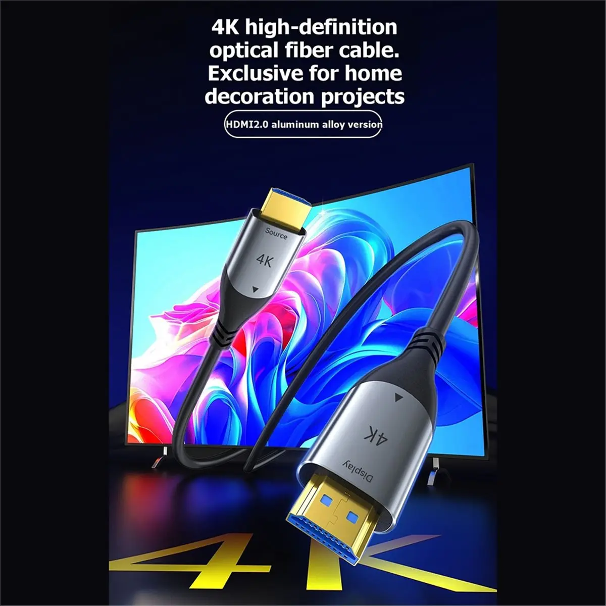 4K -Compatible 2.0 Fiber Optic Cable 4K 60Hz 2K 120Hz 32Gbps for TV Monitor Projector 10M