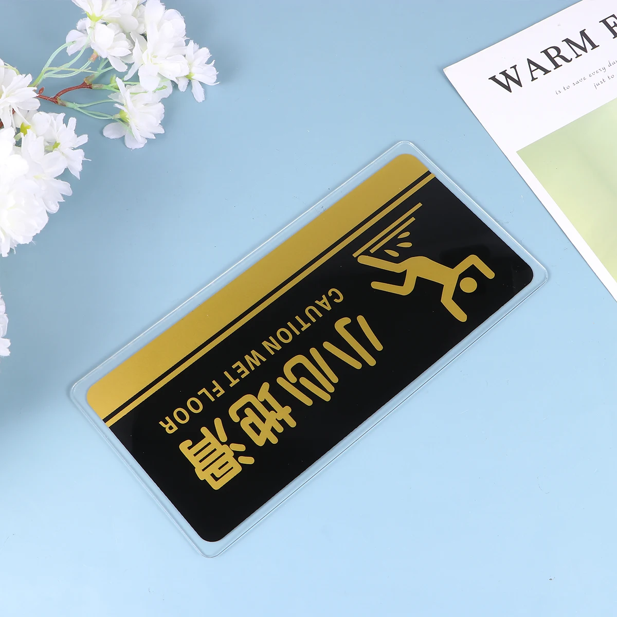 

2pcs Acrylic Pool Signboard Caution Wet Floor Sign Multi-Purpose Wall Sticker For Toilet Restaurant Swimming Pool