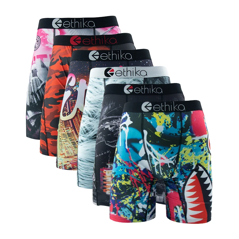 ETHIKA 6Pcs Men Underwear Boxers Breathable Man Swimming Underpants Plus Size Print Mens Panties Trunks Sexy Men's Boxershorts - Image 6